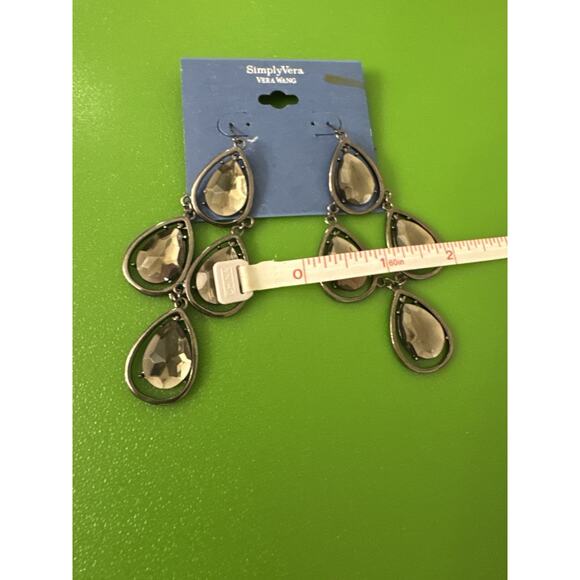 Simply Vera Wang Chandelier Earrings Silver Costume Jewelry Glam Holiday - Picture 3 of 4